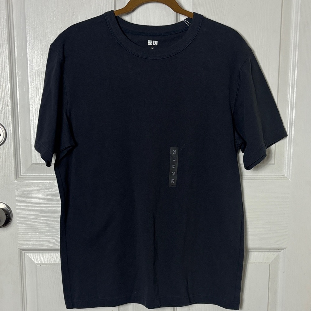 Uniqlo Men’s Dark Gray Crew Neck Short Sleeve Tee T-Shirt 100% Cotton Size M